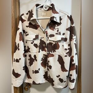 Altar'd State White and Brown Cow Print Shacket size medium